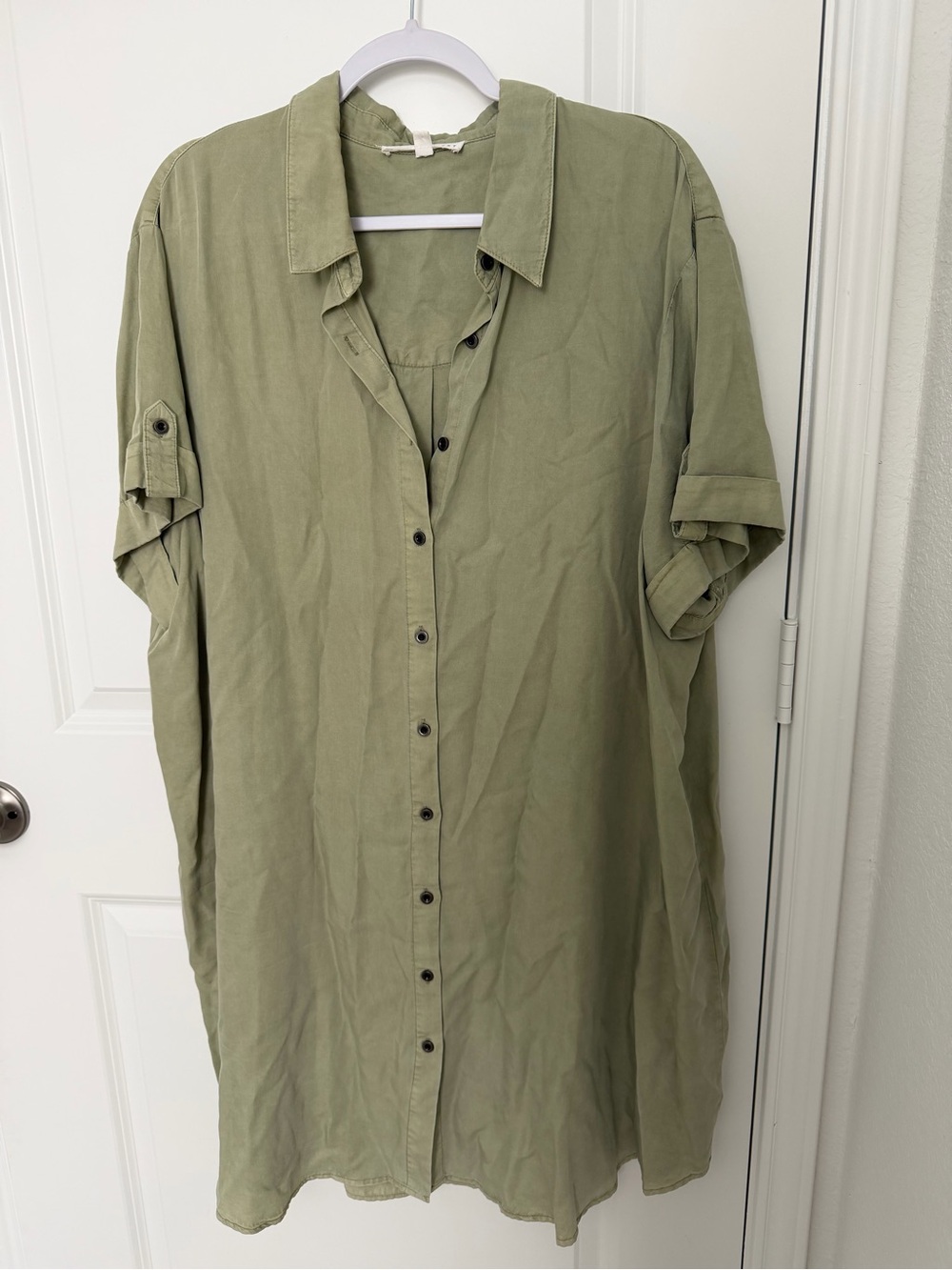 Jane and Delancey Olive Green Button-Down Shirt Dress